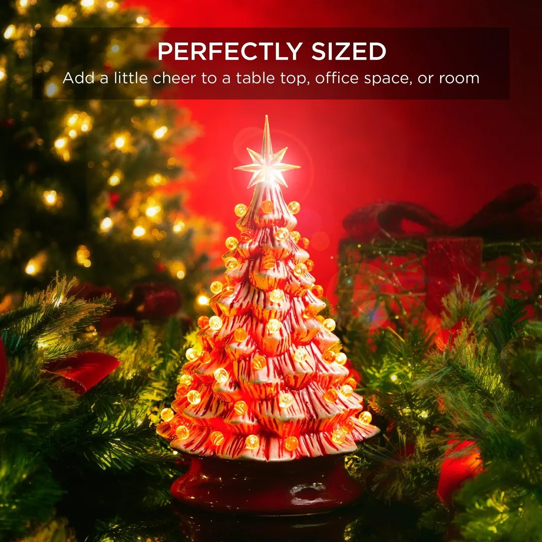 Best Choice Products 15in Pre-lit Ceramic Christmas Tree w/ Cord, Hand-Painted  Decoration - Peppermint Candy Cane, photo 6 of 7