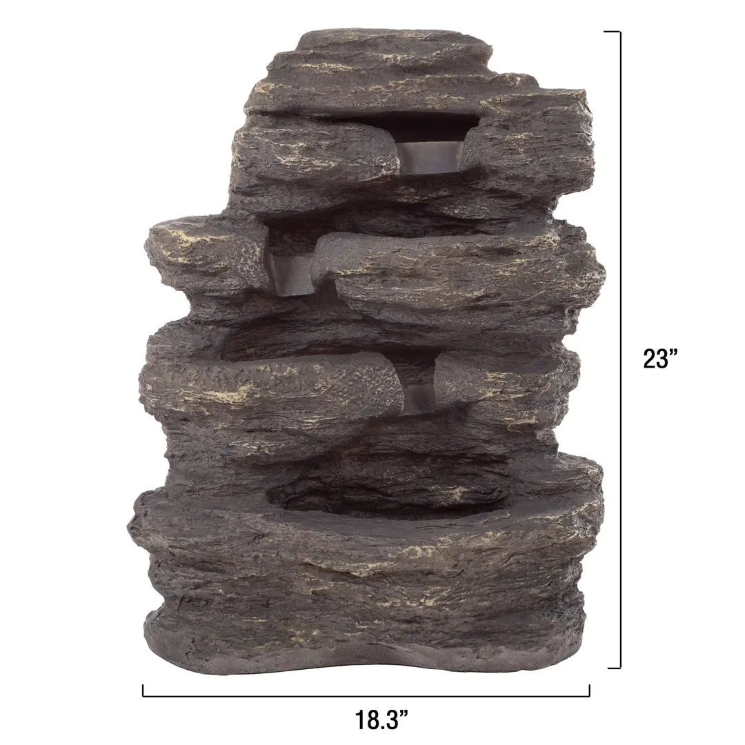 Outdoor Water Fountain With Cascading Waterfall, Natural Looking Stone and Soothing Sound for Decor on Lawn, Garden, and Patio By Pure Garden, photo 3 of 4