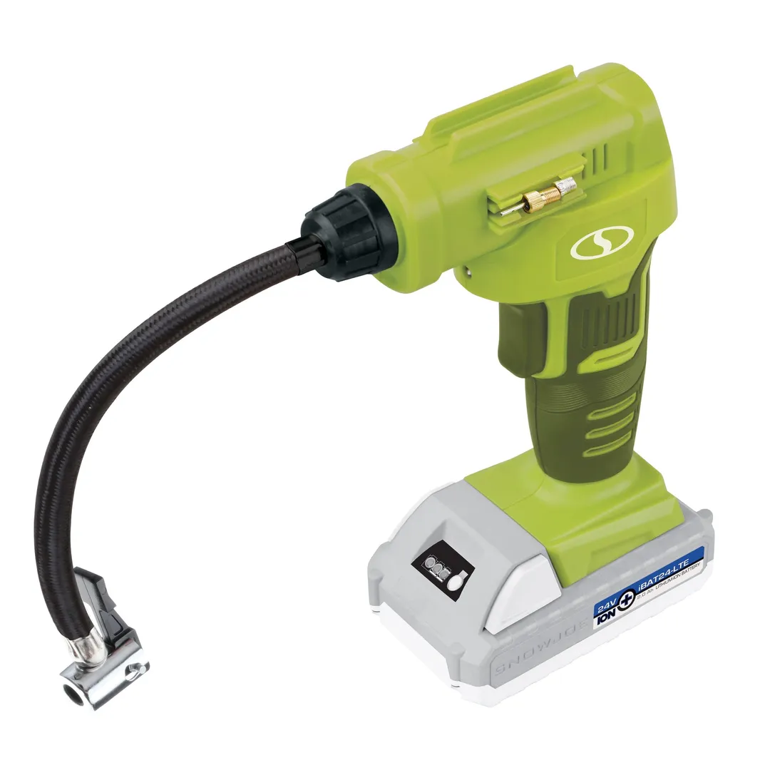 Sun Joe 24V-AJC-LTE Cordless Portable Air Compressor with Nozzle Adapters, Automatic Digital Pressure Gauge, Built-in LED Light & Case | 24-Volt | 2.0-Amp (Green), photo 5 of 6