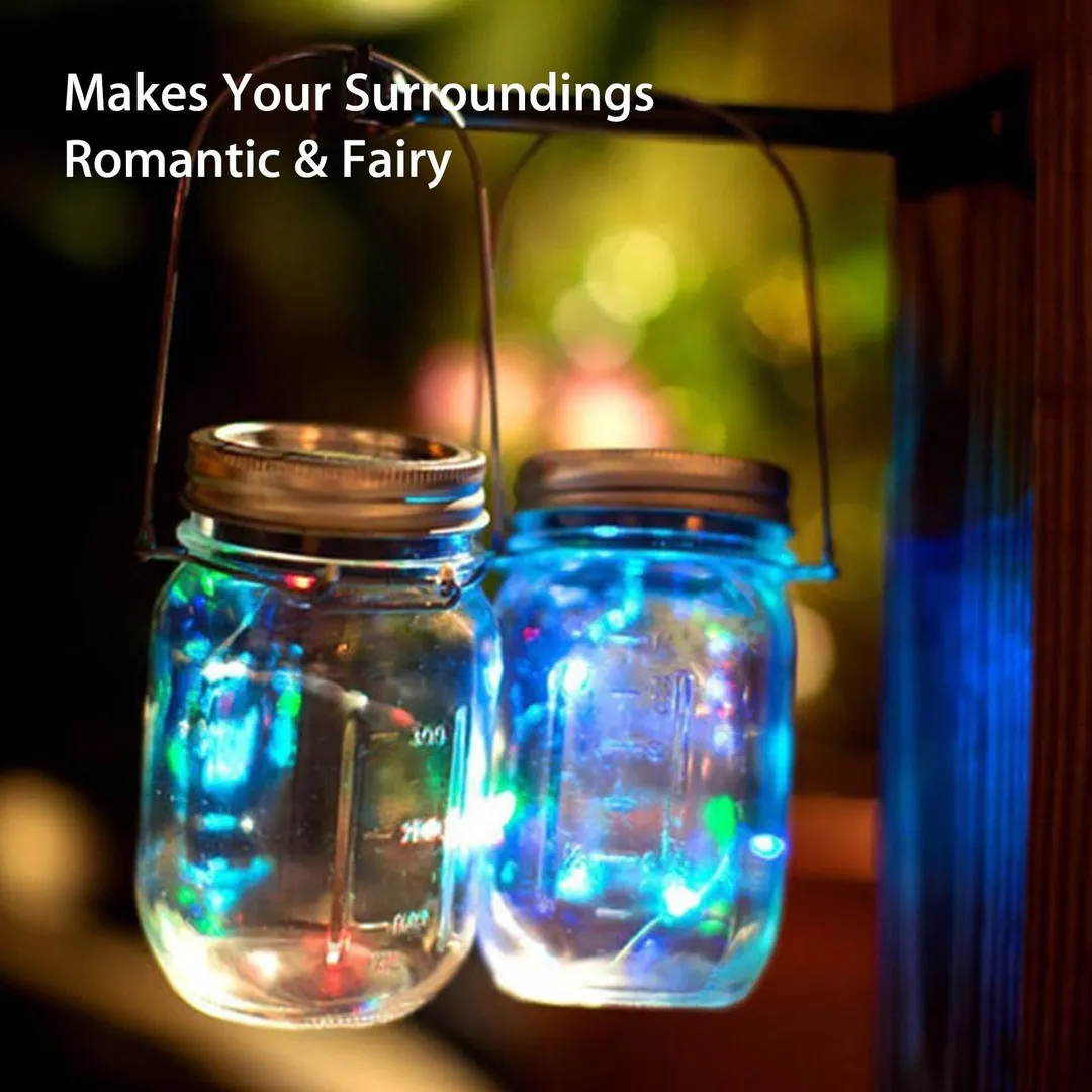 TSV Solar Mason Jar Lid Lights, 6 Pack 10 Led String Fairy Star Firefly Jar Lids Lights, Best for Mason Jar Decor,Patio Garden Decor Solar Laterns Table Light, photo 6 of 8