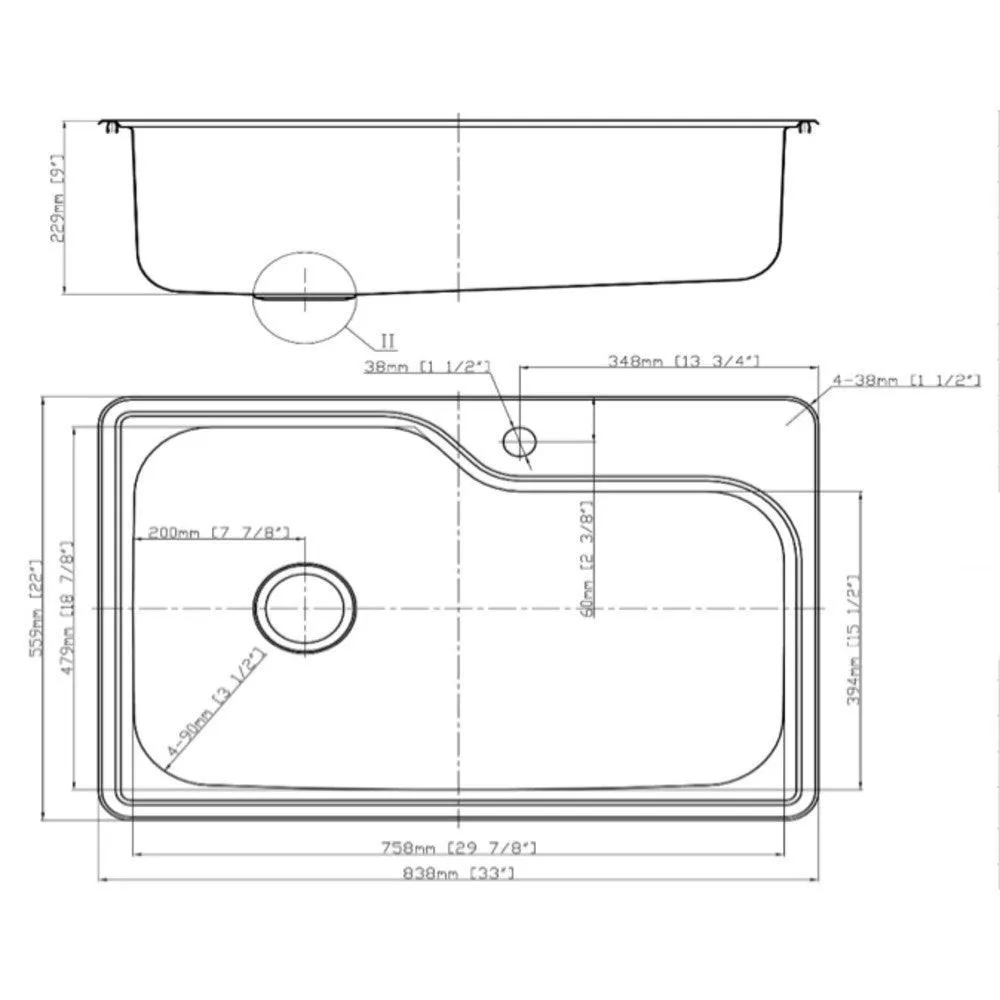 Design House 113118 Single Bowl 1-Hole 33x22x8 in. 18 Gauge Kitchen Sink, Stainless Steel, photo 4 of 9