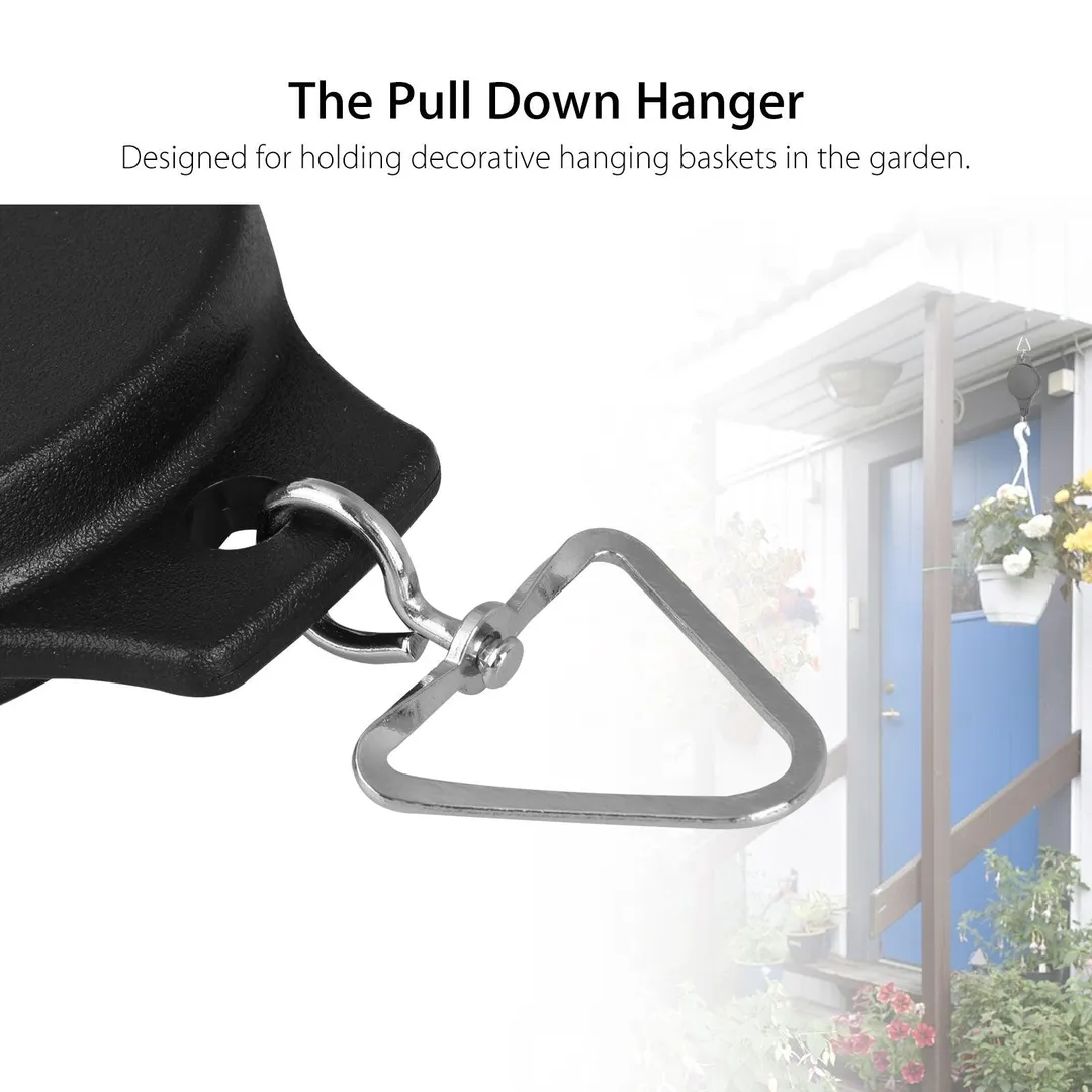 EEEKit 4/3/2/1 PACK Plant Pulley Retractable Hanger, Hanging Planters Flower Basket Hook, Plant Hanger Hanging Garden Baskets Pots and Birds Feeder Hang High Up and Pull Down to Water and Feed, Black, photo 7 of 12