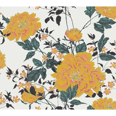 Vintage Floral Yellow Peel & Stick Wallpaper by Drew Barrymore Flower Home