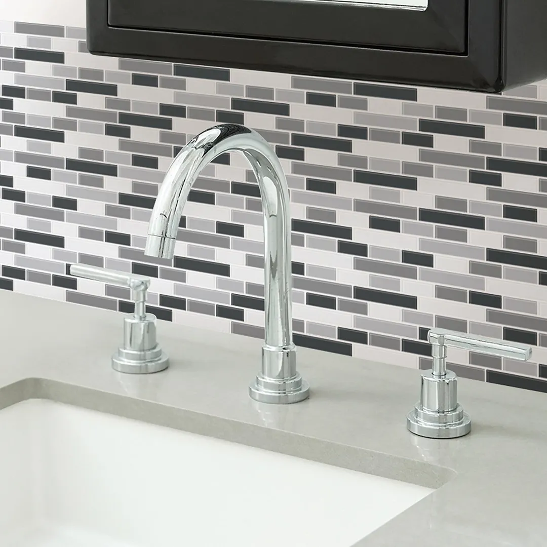 InHome Smoked Glass 10 in. x 10 in. Peel and Stick Resin Backsplash Tiles (4-Pack), photo 4 of 7
