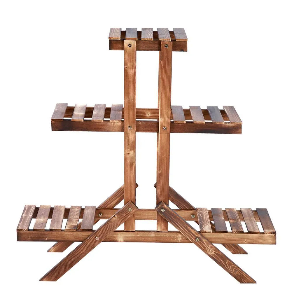 Dilwe 3 Tier Wood Flower Pot Rack Plant Stand Outdoor Indoor Utility Storage Shelf Rack Display for Living room Bedroom Yard Bedroom Garden Patio Balcony, photo 5 of 7