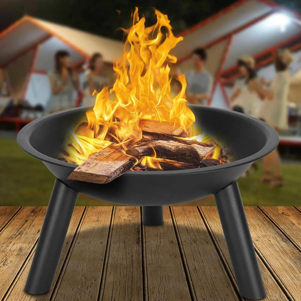 Ktaxon 22-Inch BBQ Grill Portable Wood Burning Fire Pits Iron Backyard Patio Garden Round Fire Pit Cooking Grill, Black, photo 10 of 12