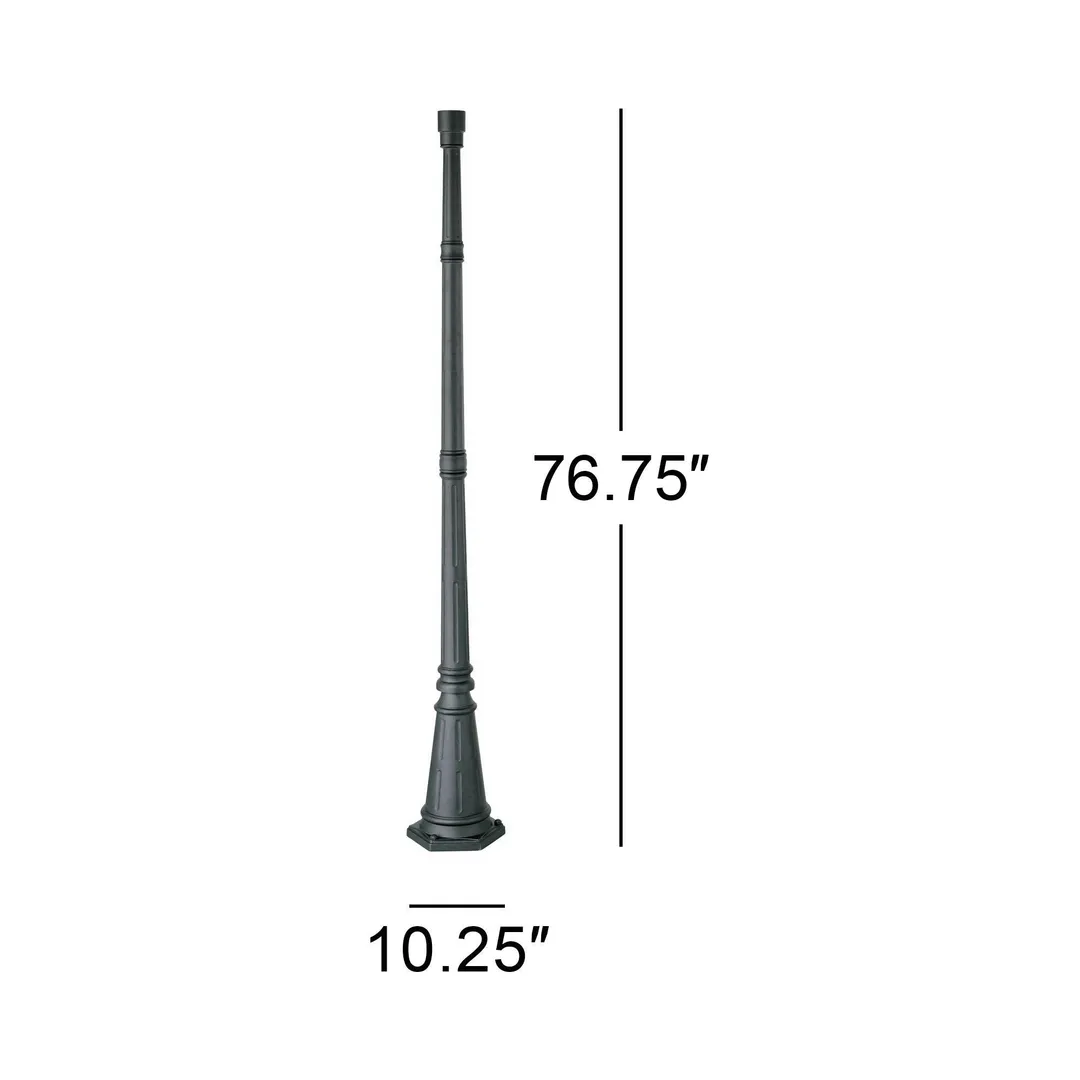 John Timberland Outdoor Post and Cap Base Black Iron Pole 76 3/4" for Exterior House Porch Yard, photo 5 of 5