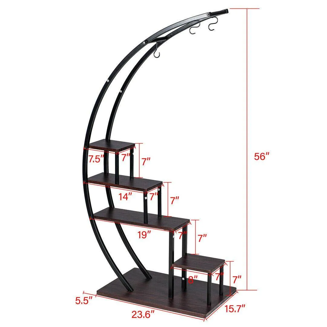 GDLF 5 Tier Metal Plant Stand Indoor Curved Display Shelf  Garden Patio Home, photo 3 of 5