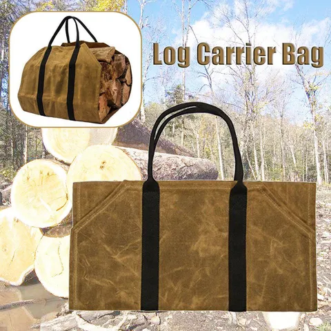 39 × 18 in Firewood Log Carrier Bag Wood Holder Storage Portable Large Tote Camping US,Firewood Canvas Caddy Log Tote Bag Carrier Holder Transports