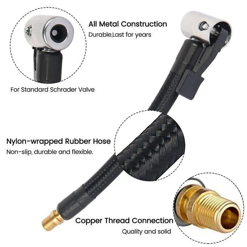 Willstar Locking Air Chuck with Air Hose and Standard Tire Valve Fine Thread, Air Inflator Hose Adapter for Twist on Convert To Lock on Connection, photo 5 of 10