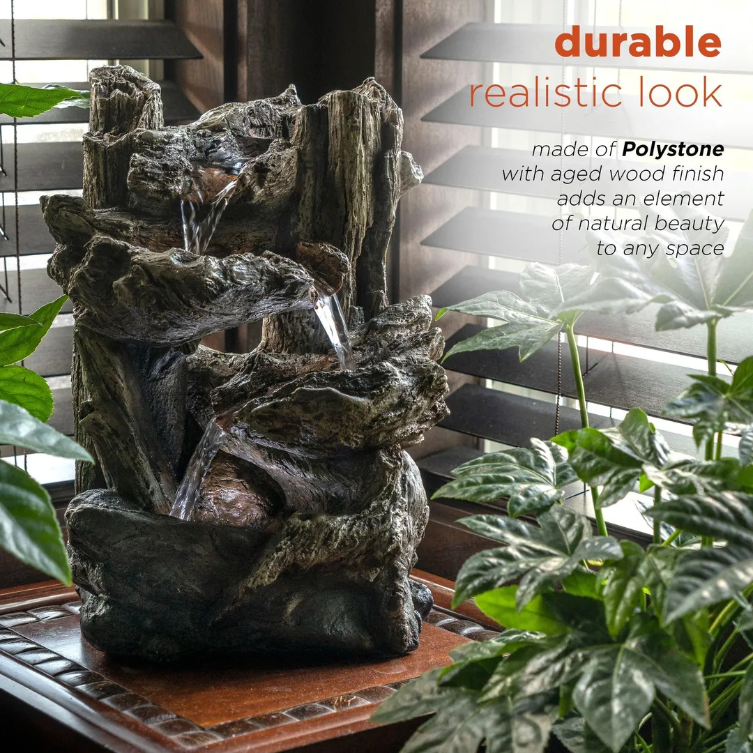 Alpine Corporation Tiered Log Tabletop Fountain with LED Lights, photo 5 of 11