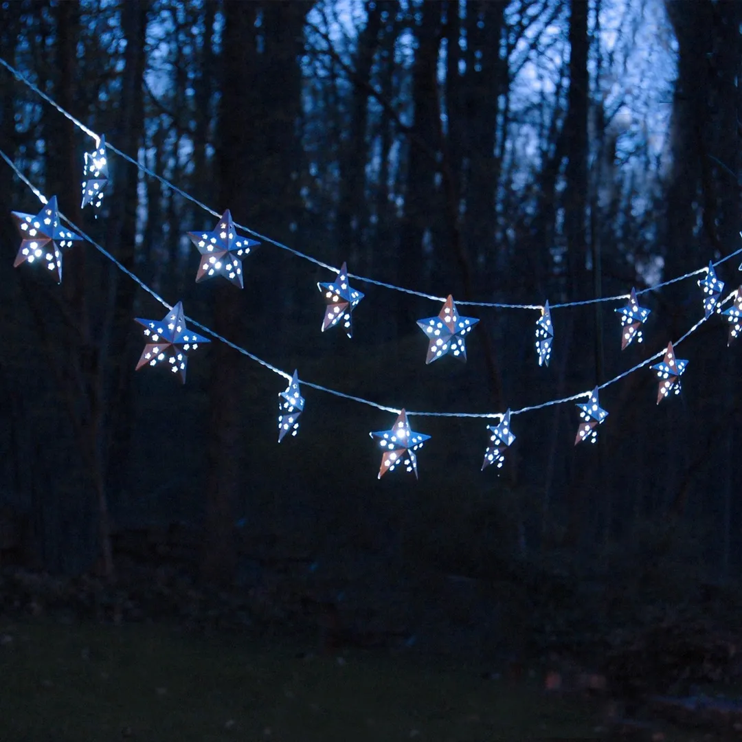 LumaBase Silver Metal Star Solar String Lights, 20 Lights, photo 2 of 6