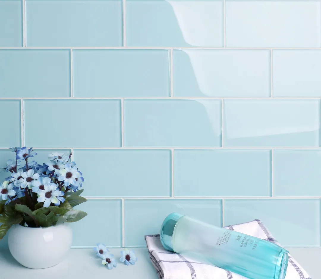 WS Tiles - Premium Baby Blue 3 in. x 6 in. Glass Subway 12 in. x 12 in. Mesh-Backed Wall Tile (5 sq. ft. / Case), photo 3 of 5