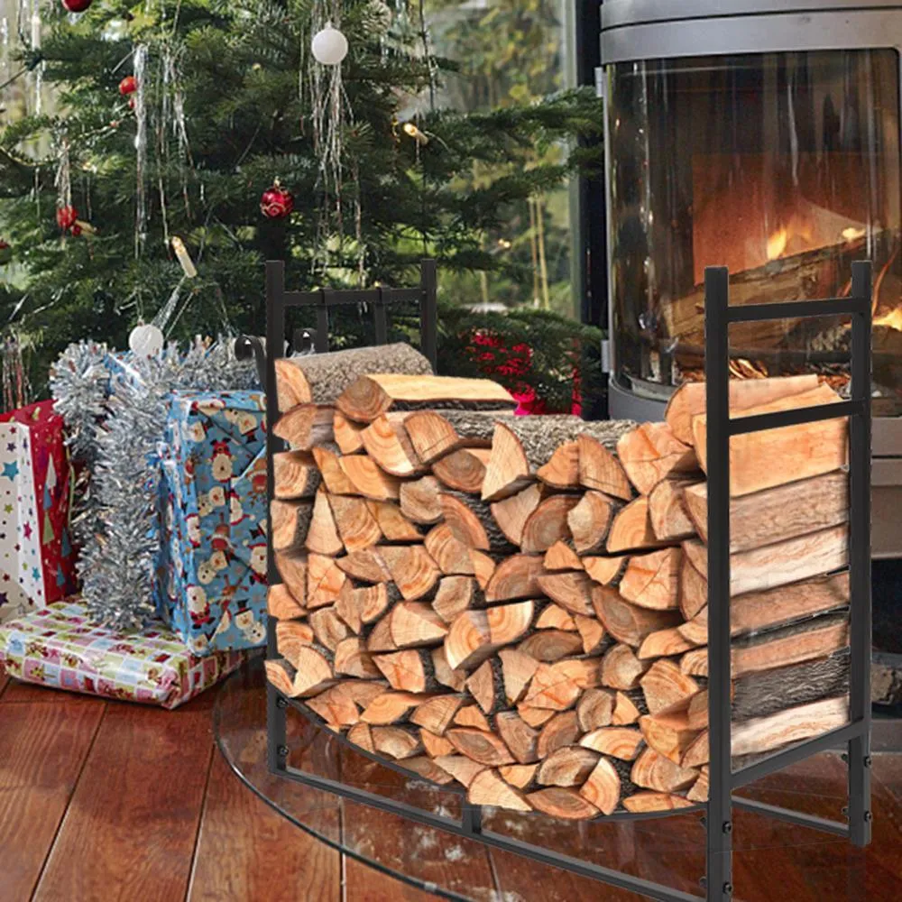 Ktaxon 33" Firewood Log Rack, Wrought Iron Wood Lumber Storage Holder for Fireplace, photo 6 of 8