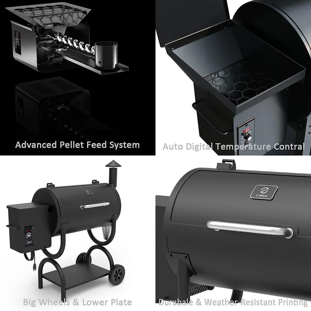 Z GRILLS ZPG-550B 2020 Upgrade Model Wood Pellet Grill & Smoker 6 in 1 BBQ Grill Auto Temperature Control, 550 sq Inch Deal, Black, photo 2 of 11