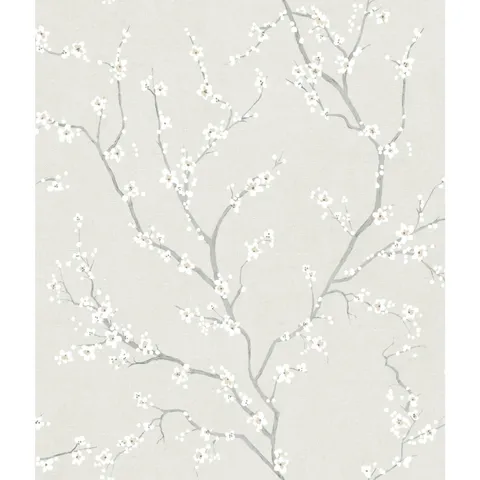 Beige Cherry Blossom Peel and Stick Wallpaper