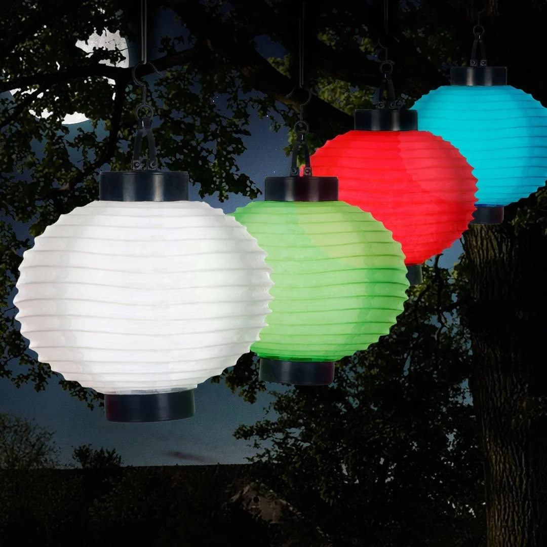 Pure Garden Outdoor Solar Chinese Lanterns, LED, Set of 4, photo 9 of 11