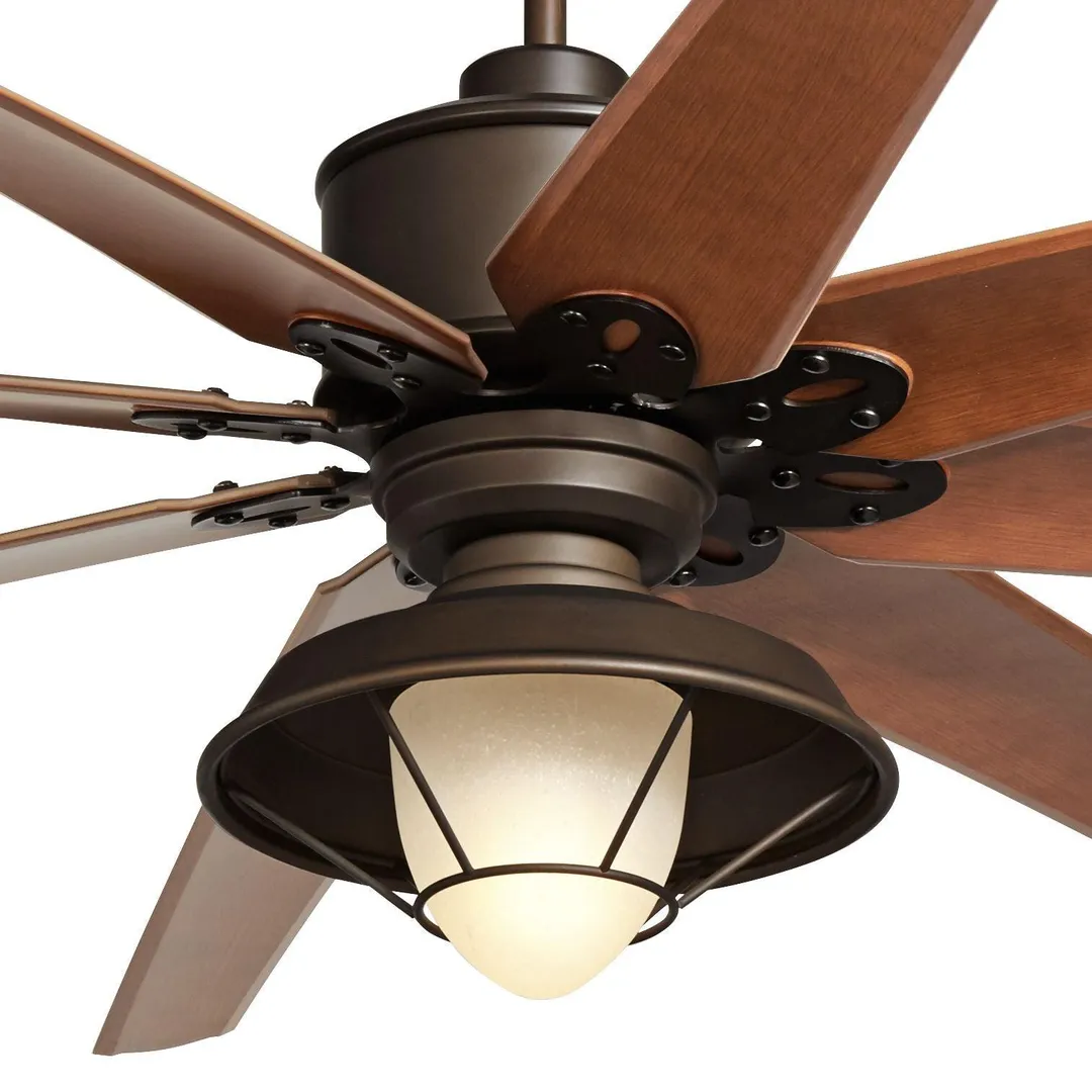 Casa Vieja 72" Casa Vieja Outdoor Ceiling Fan with Light LED Remote English Bronze Cherry Blades Frosted Glass Damp Rated for Patio Porch, photo 3 of 6