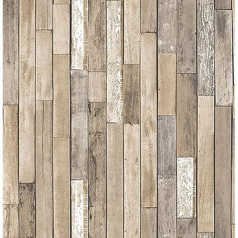 Brewster Barn Board Brown Thin Plank Wallpaper