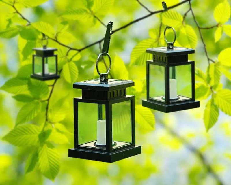 Topchances 4 Pack Solar Lantern,Outdoor Garden Hanging Lantern-Waterproof LED Flickering Flameless Candles Mission Lantern for Table,Outdoor,Party, photo 3 of 11