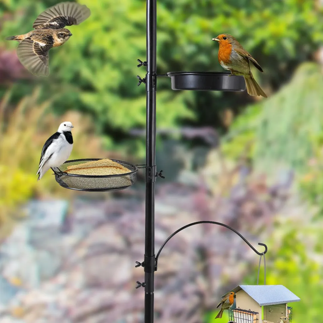 Jaxpety  Bird Feeding Station 84.6" Multi-Feeder Station Hanging Kit w/ Bird Bath，Wild Squirrel Feeding，Black, photo 2 of 14