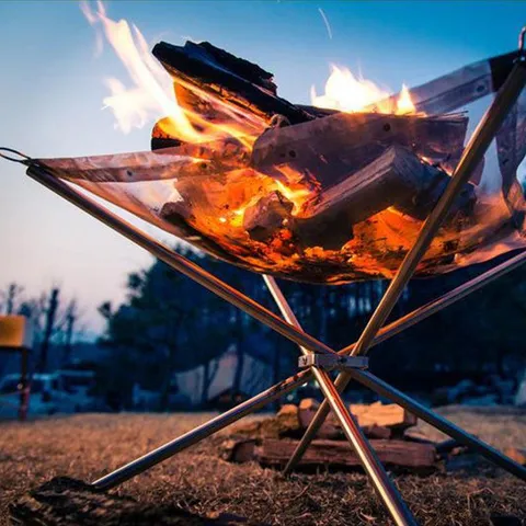 16.5 inch Portable Outdoor Fire Pit,Collapsing Steel Mesh Fireplace - Perfect for Camping