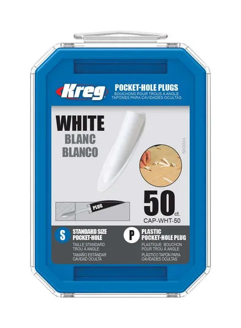 Round Plastic Pocket-Hole Plug 0.375 in deep · 1.875 in long 50 pk White