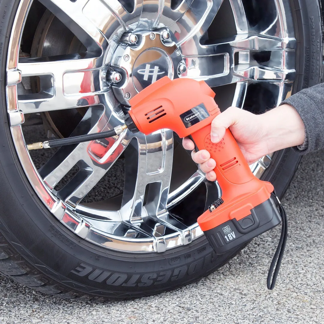 Stalwart Cordless Air Compressor Portable Tire Inflator Rechargeable Handheld Emergency PSI/BAR Pump With Needles and Hose for Car Truck RV by Stalwart (18V), photo 3 of 4