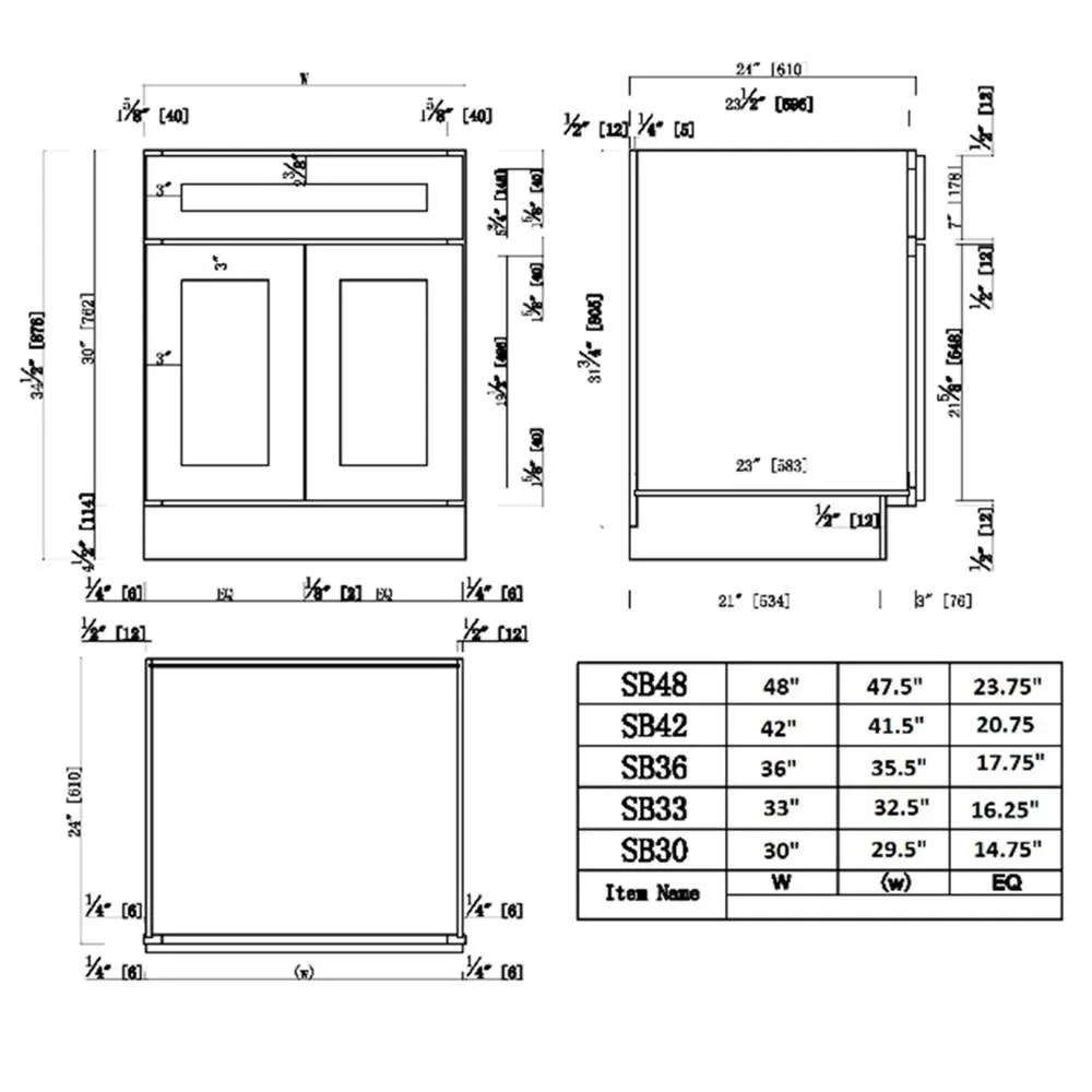 Design House 561498 Brookings Unassembled Shaker Sink Base Kitchen Cabinet 36x34.5x24, White, photo 4 of 19