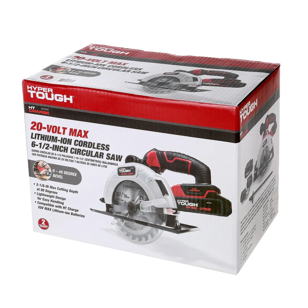 Hyper Tough 20V MAX Lithium-ion Cordless 6-1/2 inch Circular Saw with 1.5Ah Lithium-ion Battery, Charger, Blade & Rip Fence, photo 8 of 8