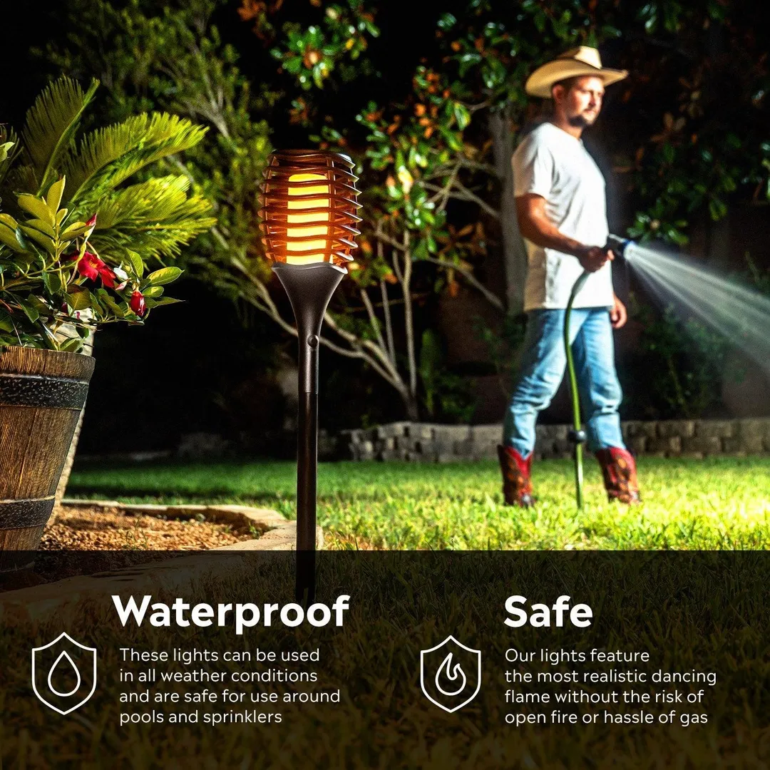 Fuego Lights - Solar Tiki Torches with Flickering Flame, Outdoor Yard Solar Lights, Waterproof with Automatic Dusk to Dawn, photo 4 of 5