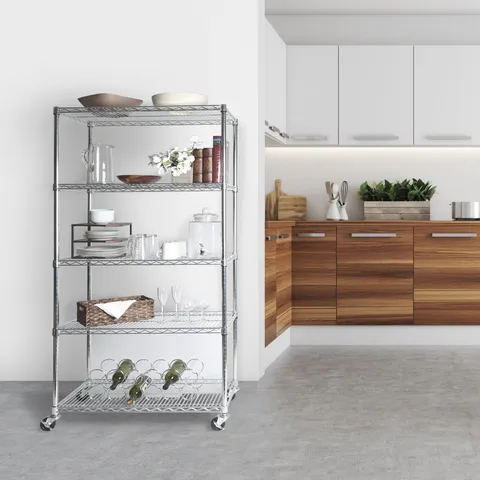 14 in deep · 30 in wide · 60 in high 5-Tier Steel Wire Shelving System by Seville Classics