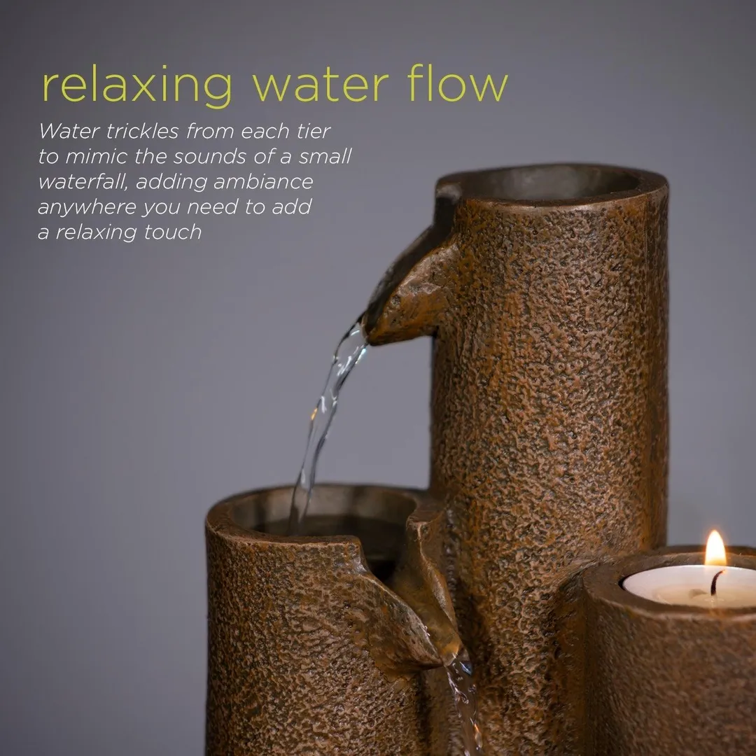 Alpine Corporation 11" Pouring Tiers Tabletop Fountain with 3 Candles, photo 6 of 7