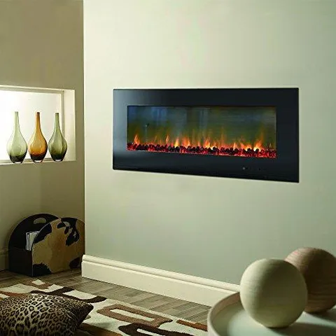 CAMBR56WMEF-2BLK 56" Wall Mount Electronic Fireplace With Logs