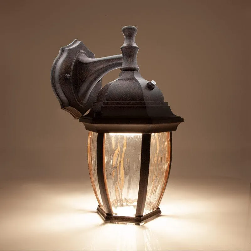 Maxxima LED Outdoor Wall Light, Aged Bronze w/Clear Water Glass, Dusk to Dawn Sensor, 580 Lumens Warm White, photo 4 of 4