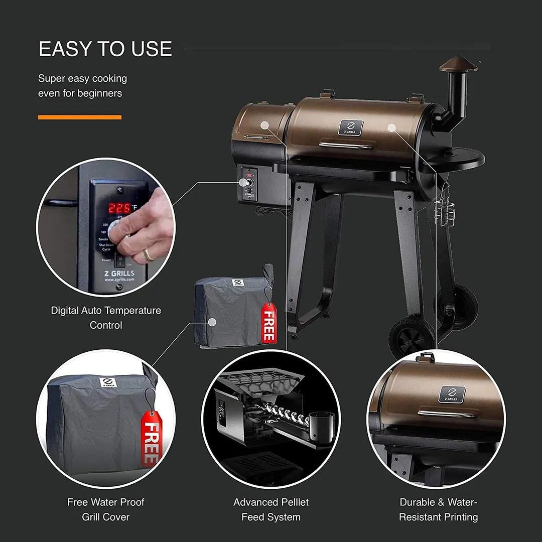 Z Grills ZPG-450A Wood Pellet Barbecue Grill And Smoker with Digital Temperature Controls, Perfect Family Size Backyard BBQ Grill, photo 3 of 6
