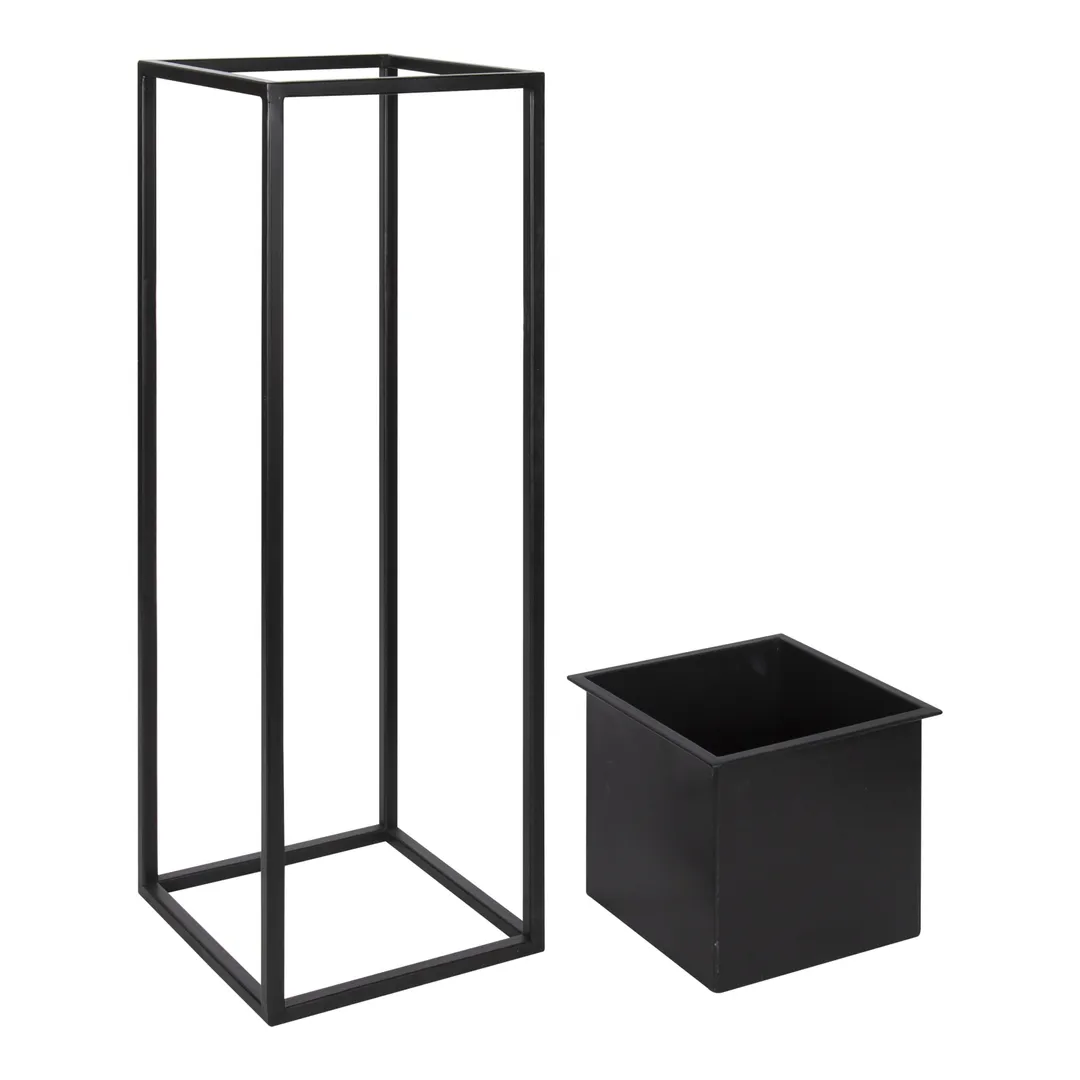Kate and Laurel Palade Modern Indoor Plant Stand, Set of 2, Black, Chic Metal Indoor Planter, photo 3 of 7