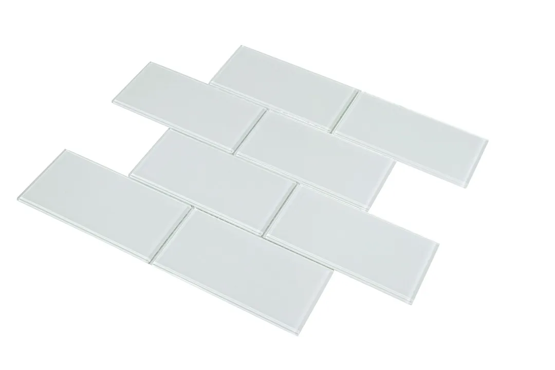 WS Tiles - Premium Soft White 3 in. x 6 in. Glass Subway 12 in. x 12 in. Mesh-Backed Wall Tile (5 sq. ft. / Case), photo 2 of 4