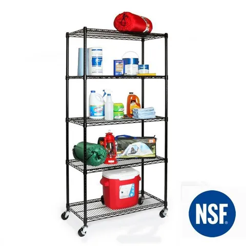 UltraDurable Commercial-Grade 5-Tier NSF-Certified Steel Wire Shelving with Wheels