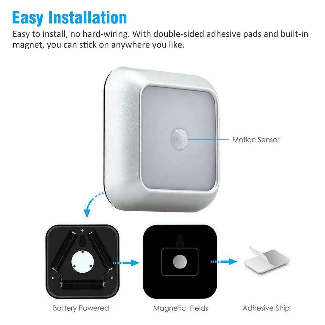EEEKit 3/1Pcs LED Motion Sensor Light Battery Operated, Stick-on Closet Lights, Automatic Night Safety Lamp for Hallway Stair Step Cabinet Kitchen Garage Bathroom, Wireless Wall Lamp for Home Indoor, photo 5 of 10