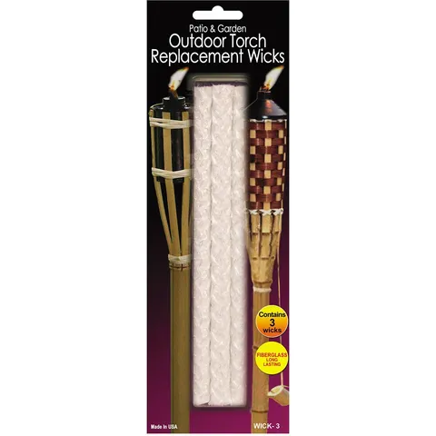 Outdoor Tiki Torch Wicks: Knitted Fiberglass, 0.5 × 8 in, 3 pack