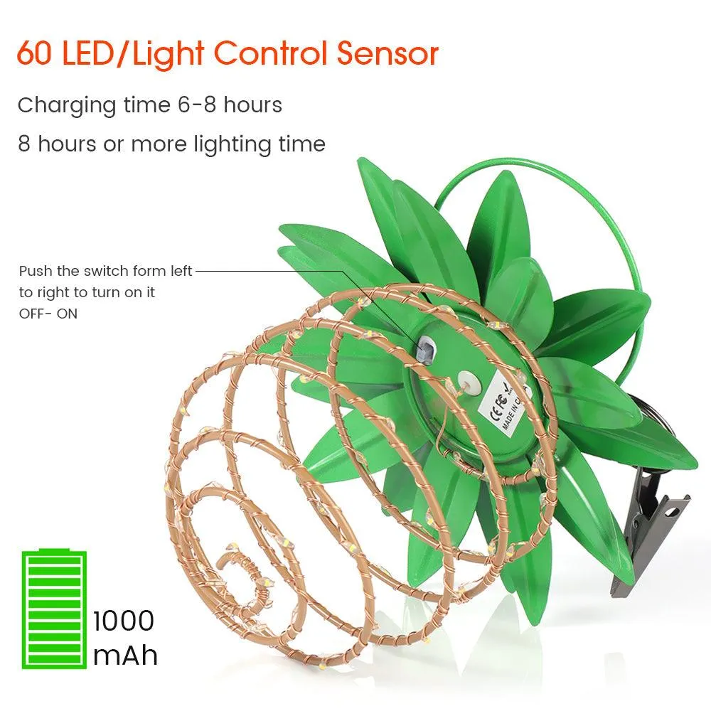 Topchances （2/4/10 Pack）60LED Pineapple Solar Lights Outdoor Hanging Solar Lantern , Waterproof Garden Lights for Patio Landscape Yard Porch Walkway, Warm White, Dusk to Dawn Auto Sensor On Off, photo 5 of 7