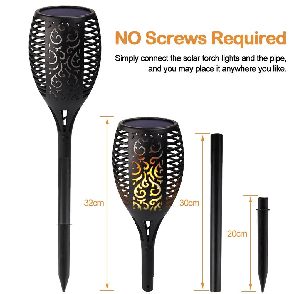 Topchances 10 Pack - Solar Lights Outdoor - Flickering Flames Torch Solar Path Light - Dancing Flame Lighting 96 LED Dusk to Dawn Flickering Tiki Torches Outdoor Waterproof Garden, photo 5 of 11