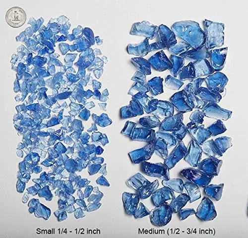 Vivid Heat Glacier Aqua Ice Blue Premium Crushed Fire Glass Rock (5-Pound) Large 1/2, 3/4 & 1" inch Chunky Size - Glass use in Gas Fire Pit, Fireplace, Fire Table Etc., photo 5 of 5