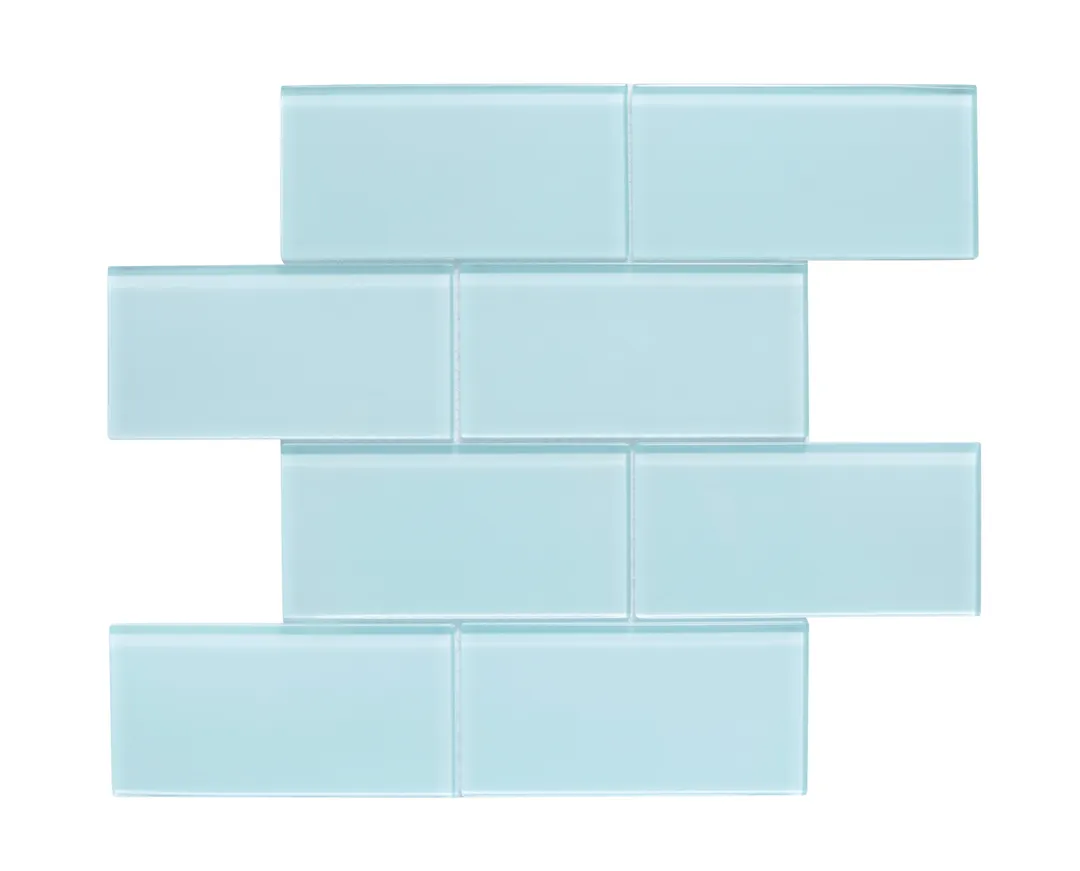 WS Tiles - Premium Baby Blue 3 in. x 6 in. Glass Subway 12 in. x 12 in. Mesh-Backed Wall Tile (5 sq. ft. / Case), photo 4 of 5