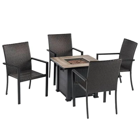 Madrid 30 Inch Fire Pit Table and Chair 5 Pieces Set