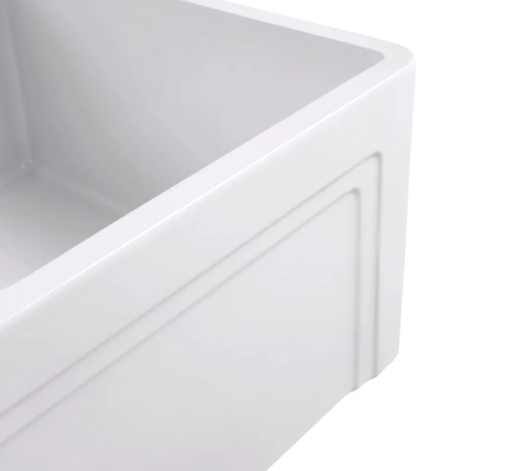 Olde London Farmhouse Fireclay 27" Kitchen Sink with Grid and Strainer in White, photo 5 of 7