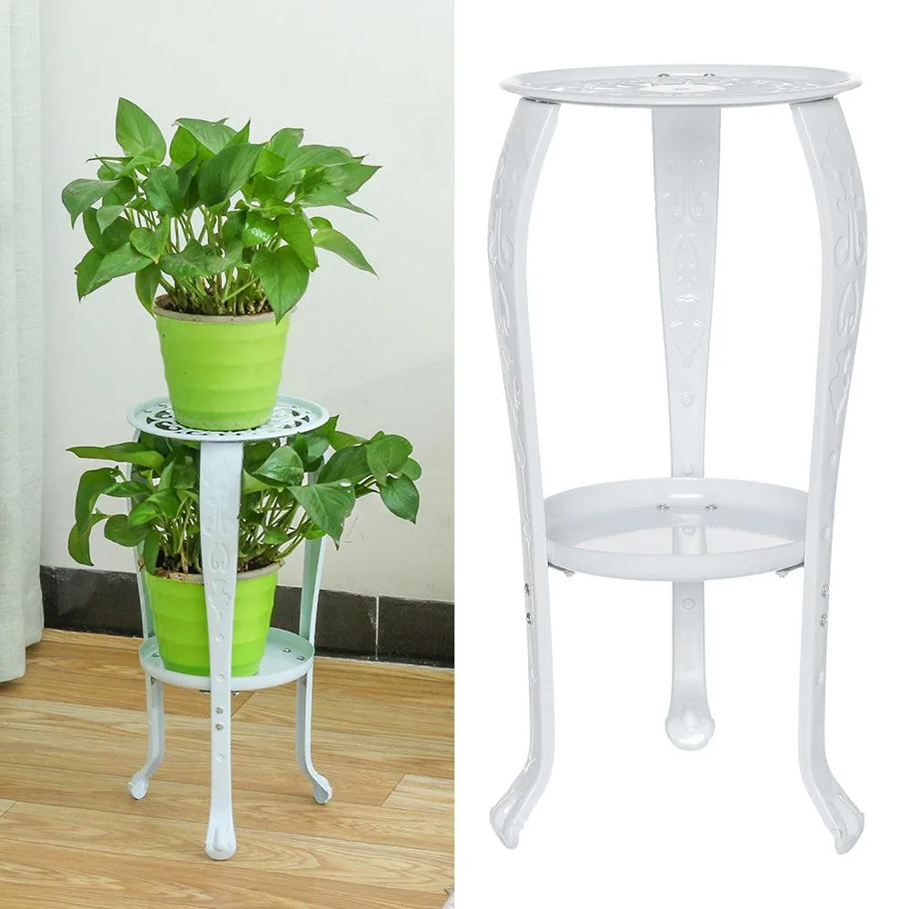 2-Tier Indoor/Outdoor Metal Flower Stand Shelf Holder Decorative Plant Stand Rack Pot Display Design Garden, photo 3 of 9