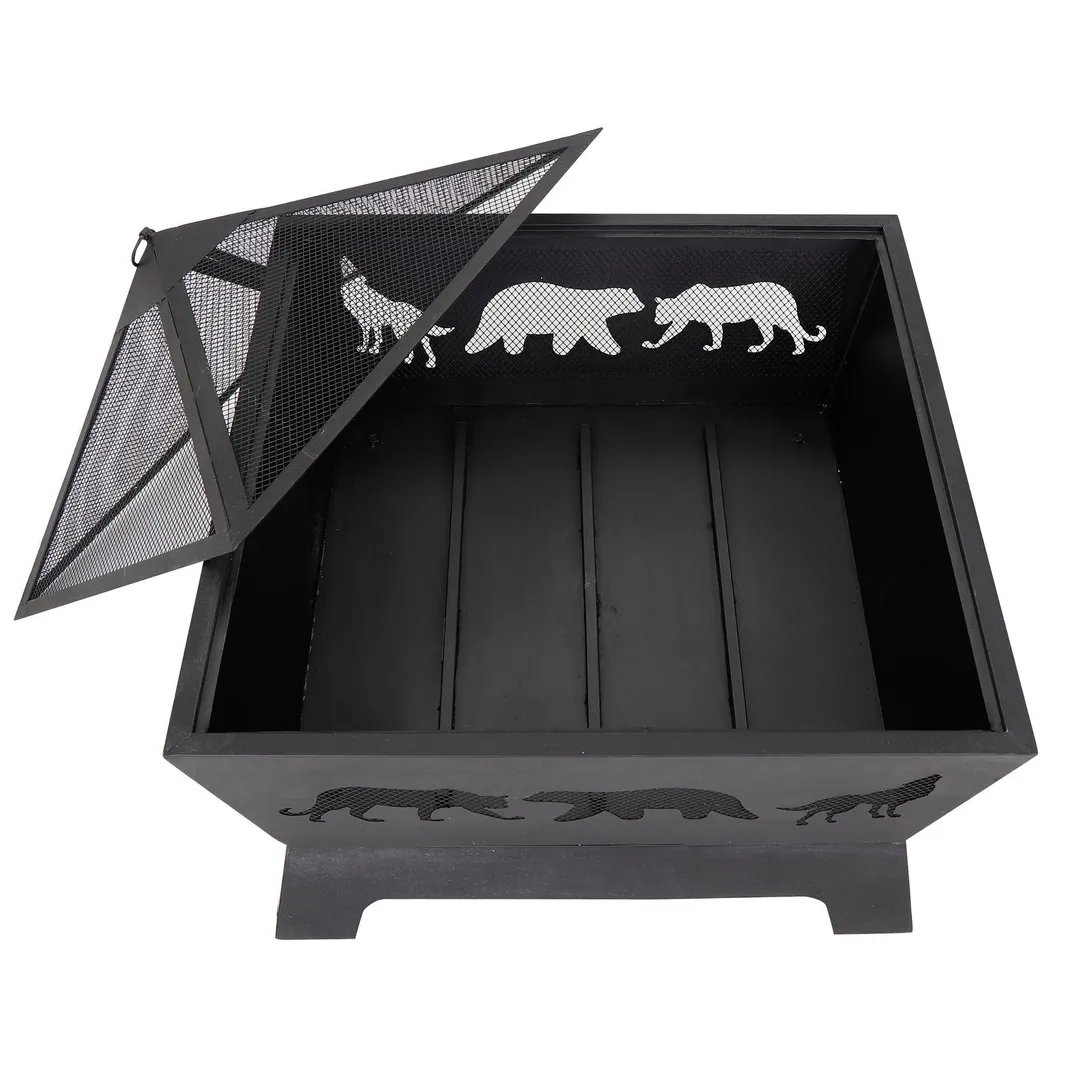 Segawe 26" Metal Iron Pyramidal Guard Fire Pit - Antique Style Burner, Bonus Dacron Weather Cover and Poker, photo 9 of 9