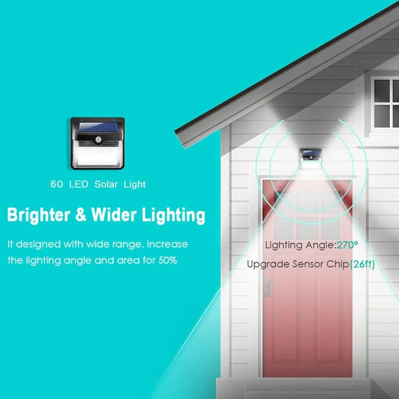 Topchances Solar Lights Outdoor [60 LEDs], Solar Powered Motion Sensor Lights Waterproof Security Wireless Wall Lights with 270° Wide Angle for Outdoor, Garden, Patio Yard, Deck Garage, Fence, photo 3 of 8